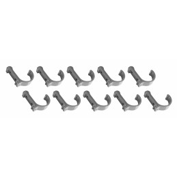 Set of 10 aluminum clothes hooks / coat racks (curved, silver)