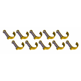 Set of 10 aluminum clothes hooks / coat racks (curved, gold)