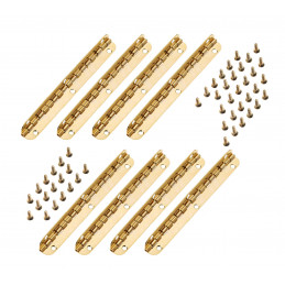 Set of 8 long hinges, (11.5 cm length, gold, max 90 degrees