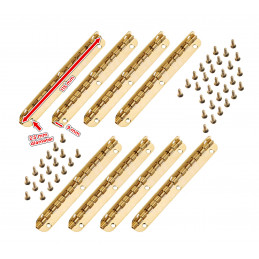 Set of 8 long hinges, (11.5 cm length, gold, max 90 degrees