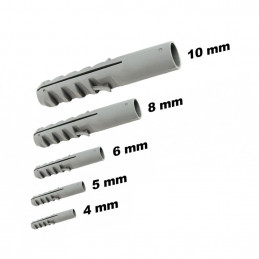 Set of 250 nylon wall plugs (8 mm)