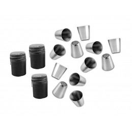 Lot de 12 tasses en acier inoxydable (30 ml) avec 3 sacs en cuir