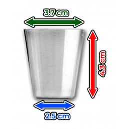 Set di 12 tazze in acciaio inossidabile (30 ml) con 3 borse in