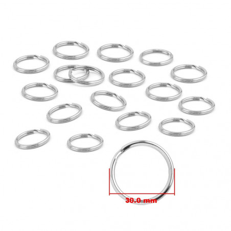 Set of 180 key rings (30 mm, nickel plated)