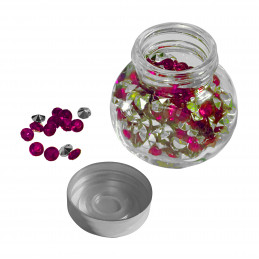 Decorative deco stones in mini glass bottle (pink, 480 pcs)
