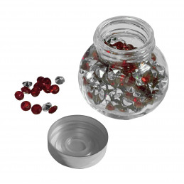 Ozdobne kamienie dekoracyjne w mini szklanej butelce (czerwone