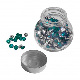 Decorative deco stones in mini glass bottle (green/blue, 480