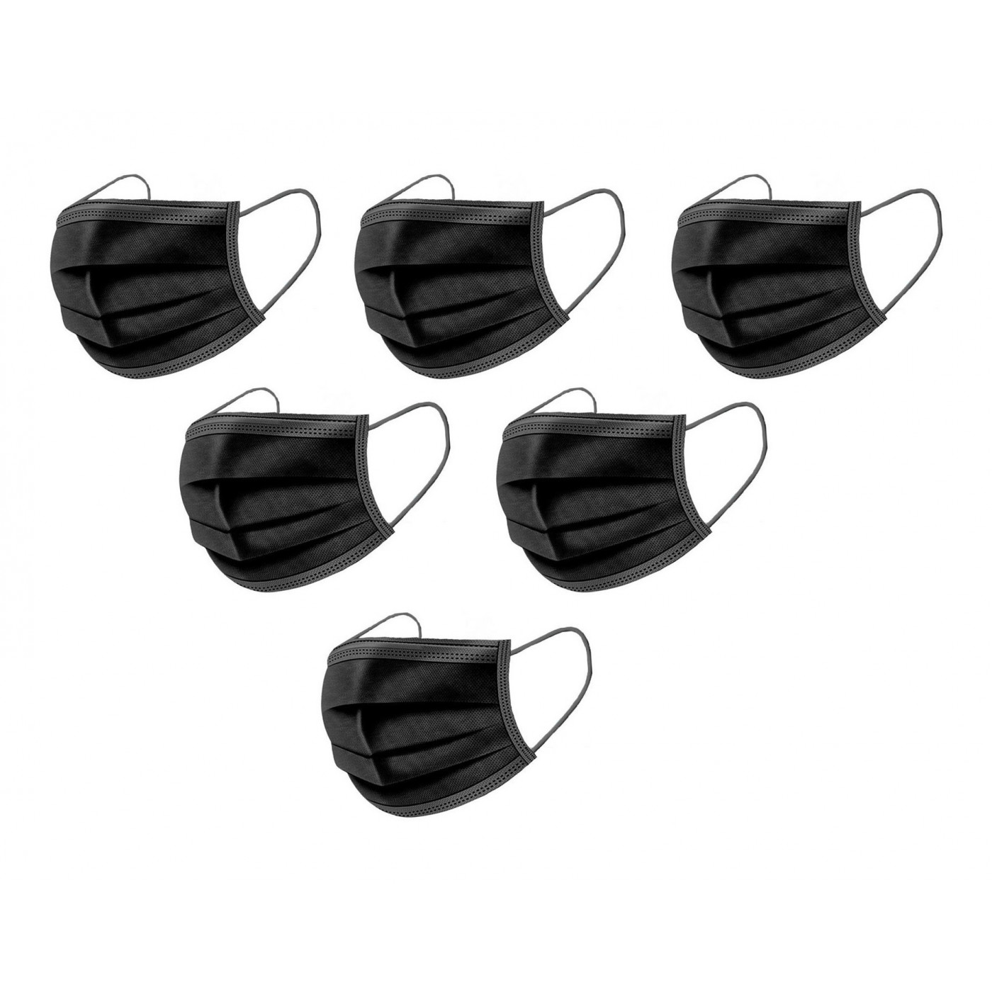 Set van 50 eenvoudige mondkapjes (zwart)