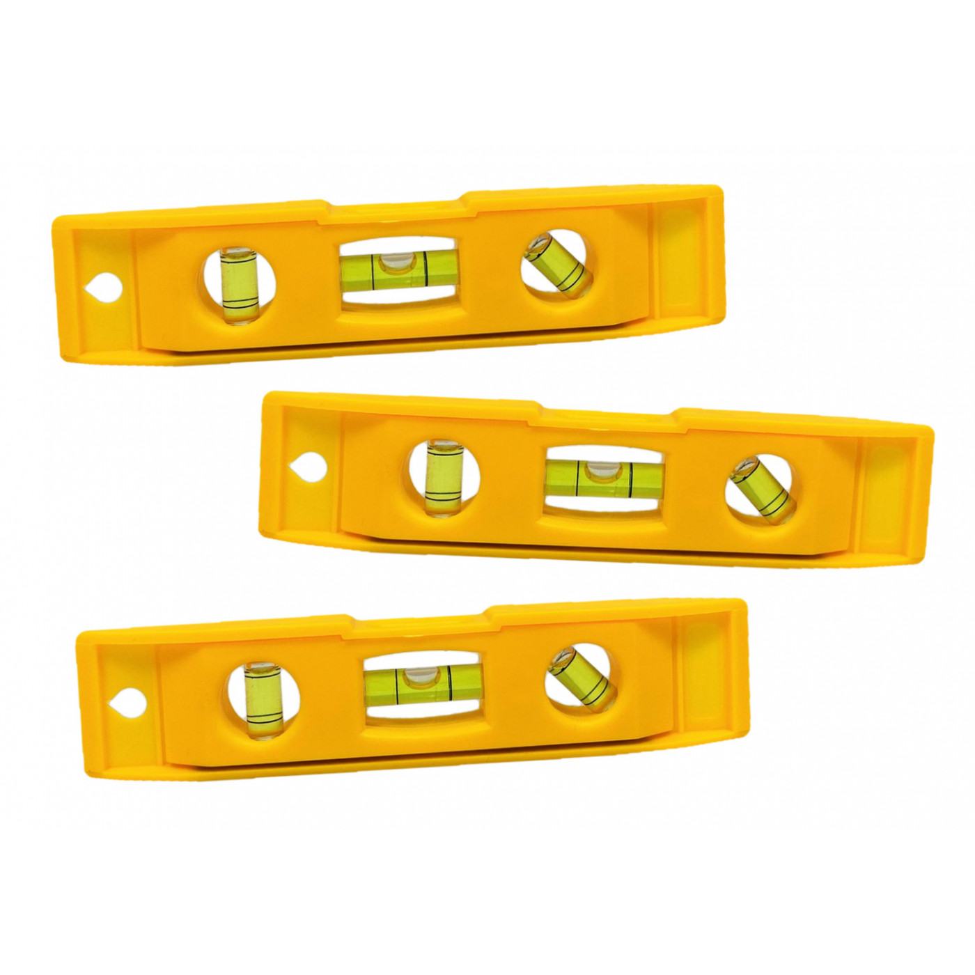 Set of 3 small plastic levels with magnet (yellow)