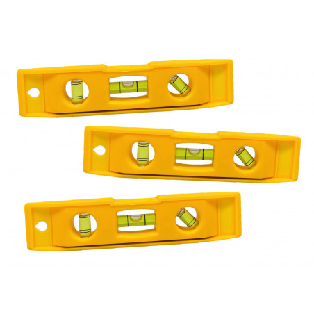Set of 3 small plastic levels with magnet (yellow)