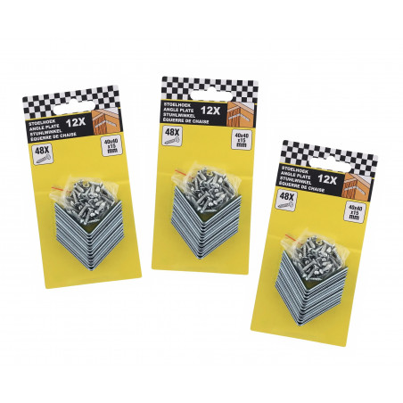 Set von 36 Metallverbindungsplatten mit Schrauben (40x40x15 mm Set von 36 Metallverbindungsplatten mit Schrauben (40x40x15 mm