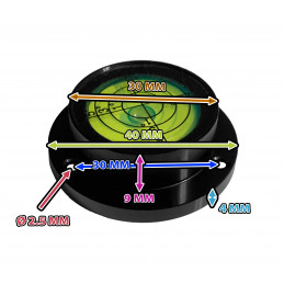 Rundt bobleniveau med aluminiumskasse (40x30x13 mm, sort)