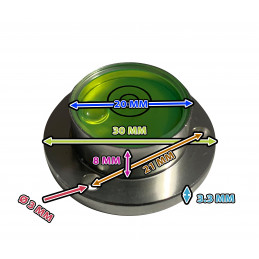 Livella a bolla rotonda con custodia in alluminio (30x20x11 mm