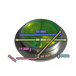 Grote ronde waterpas in aluminium behuizing (80x62x15 mm