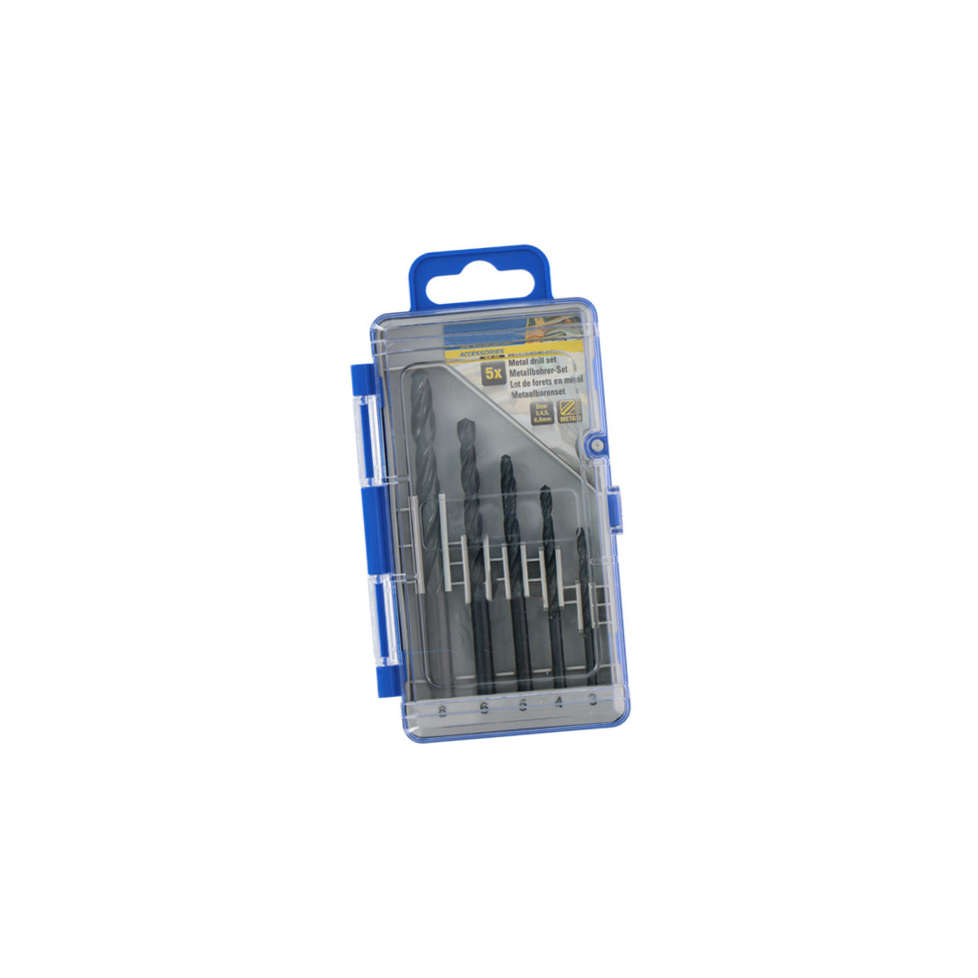 Set of 5 metal drill bits (3, 4, 5, 6 and 8 mm)