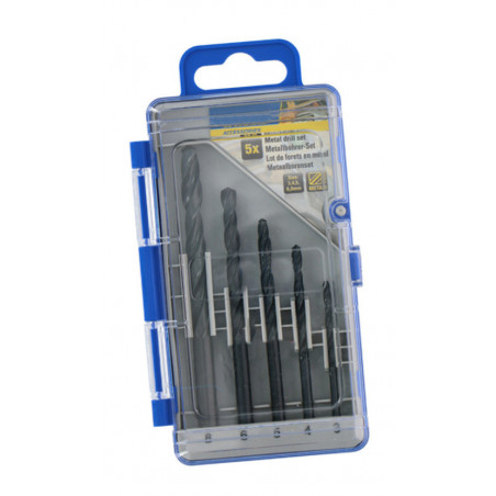 Set of 5 metal drill bits (3, 4, 5, 6 and 8 mm)