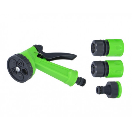 Spray head with connectors for the garden hose (4 parts)