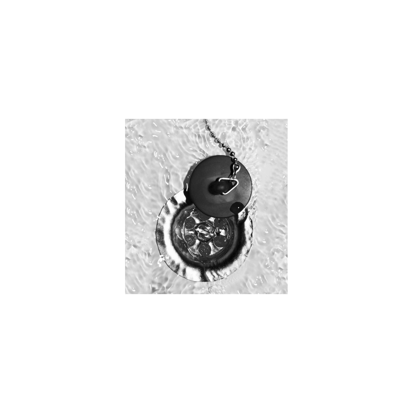 Sæt med 6 gummidrænpropper, (44 mm, sort) med kæde