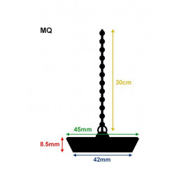 Sada 6 gumových dřezových zarážek (44 mm, s řetízkem 25-30 cm)