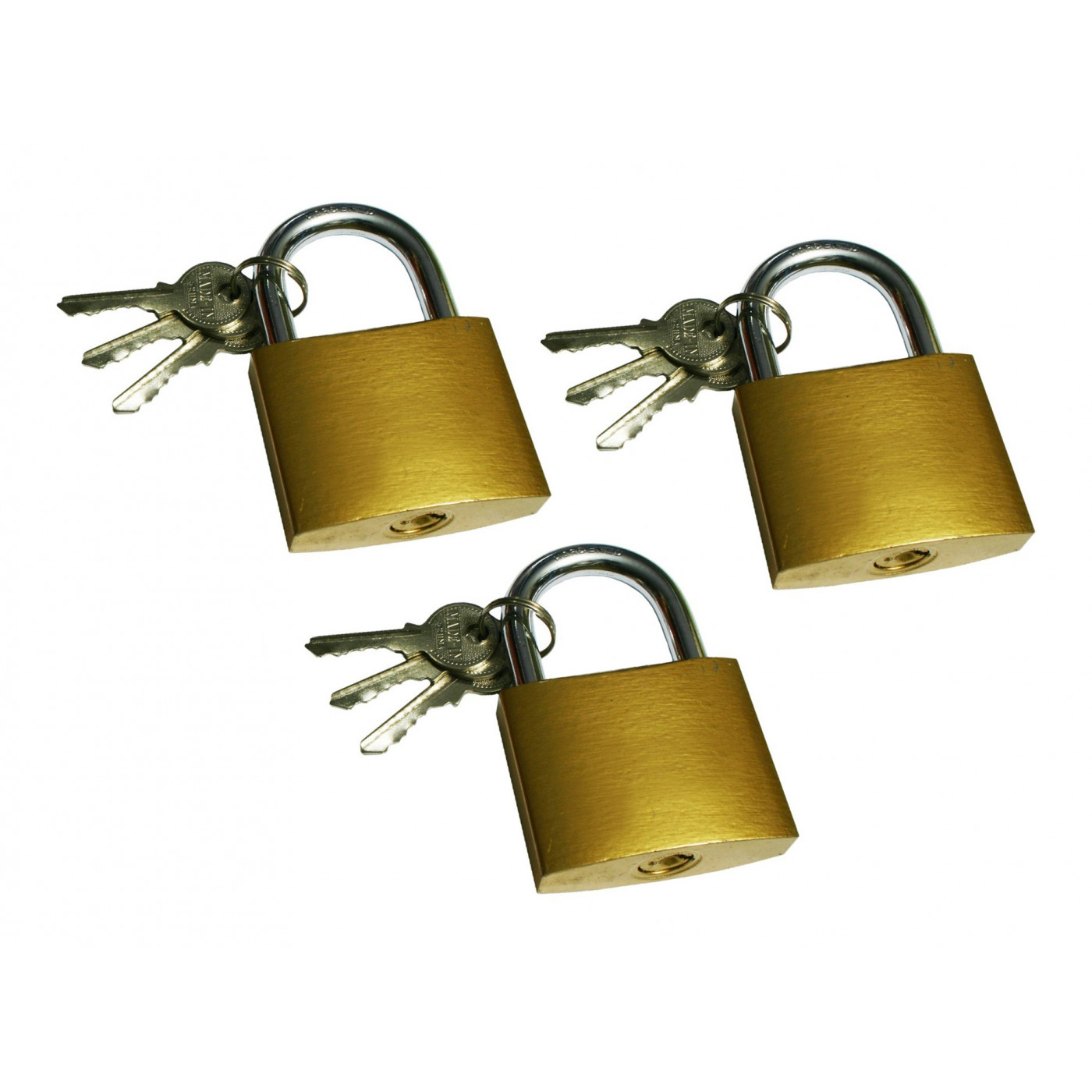 Conjunto de 3 cadeados com 3 chaves cada (38x33 mm)
