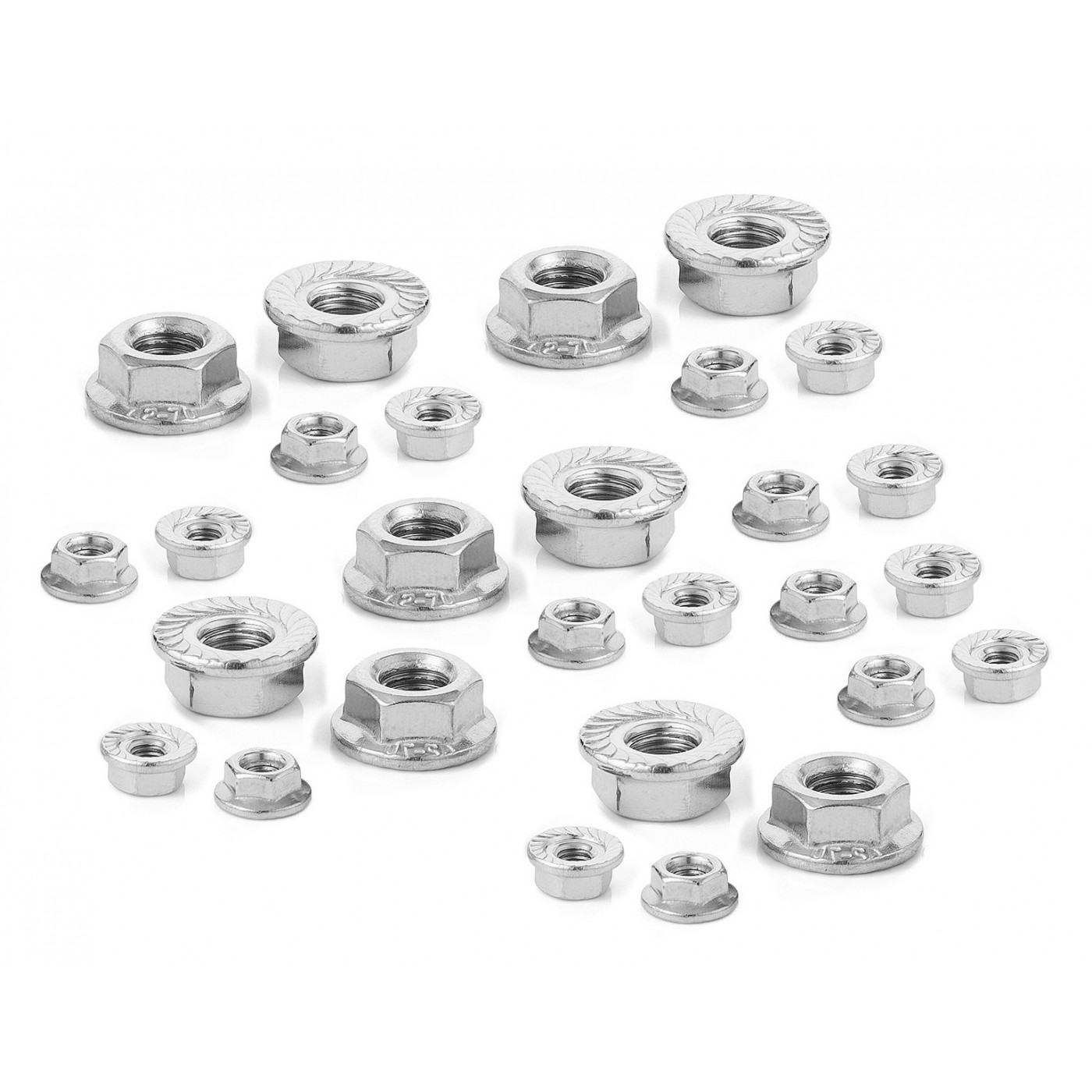 Set of 50 flange nuts (M3)