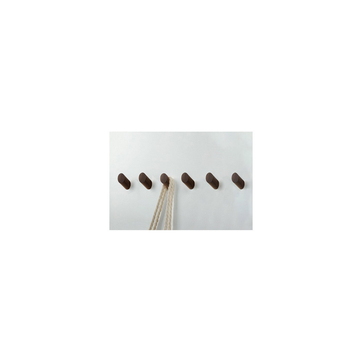 Set of 6 wooden clothes hooks, walnut wood