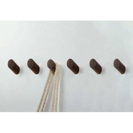 Set of 6 wooden clothes hooks, walnut wood