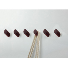 Set of 6 wooden clothes hooks, mahogany