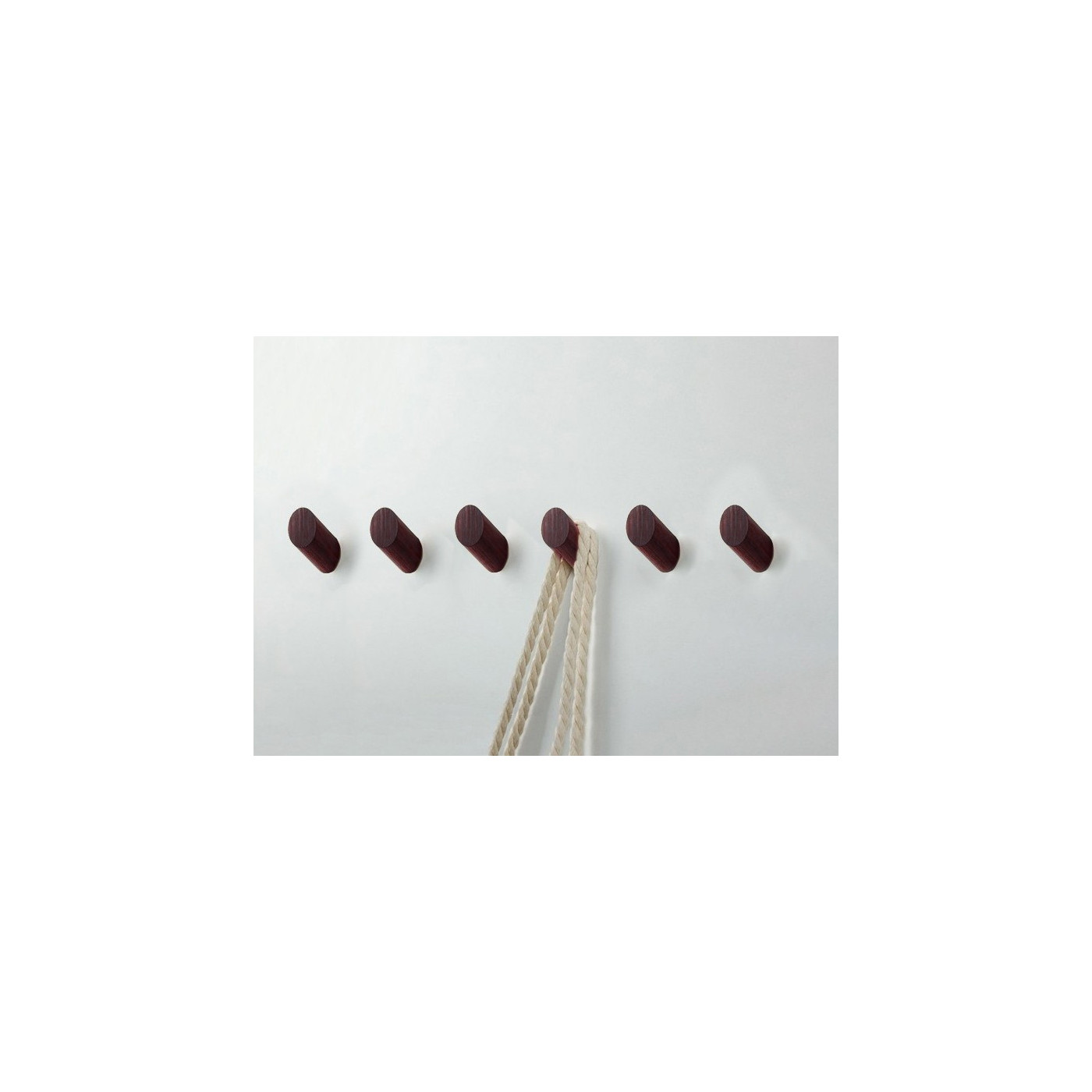 Set of 6 wooden clothes hooks, mahogany