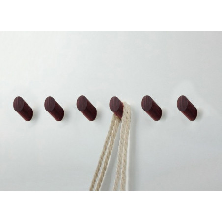 Set of 6 wooden clothes hooks, mahogany