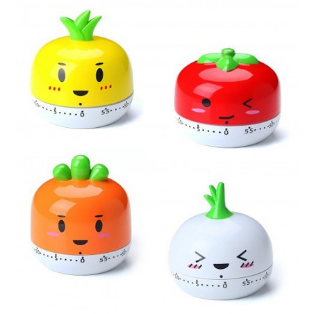 Set of 4 cheerful cooking timers (pineapple, tomato, carrot &