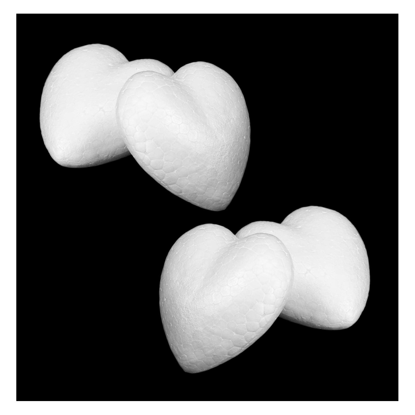 Set of 20 styrofoam shapes (heart, 4.5x4.5x2 cm)