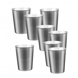 Set of 8 stainless steel cups, 170 ml, with rolled edge