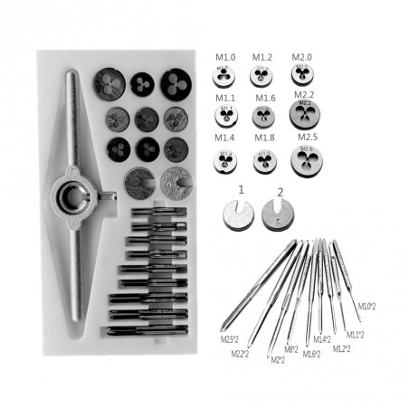 Micro tap- and die-set, 30 pieces - Wood, Tools & Deco