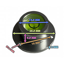 Set of 5 round bubble levels with aluminum case (25.5x16.5x11.5