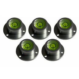 Set of 5 round bubble levels with aluminum case (25.5x16.5x11.5