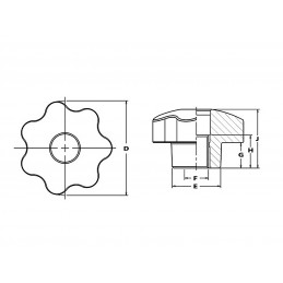 Set von 20 Sterne Drehknöpfe mit durchgehender Gewindebuchse