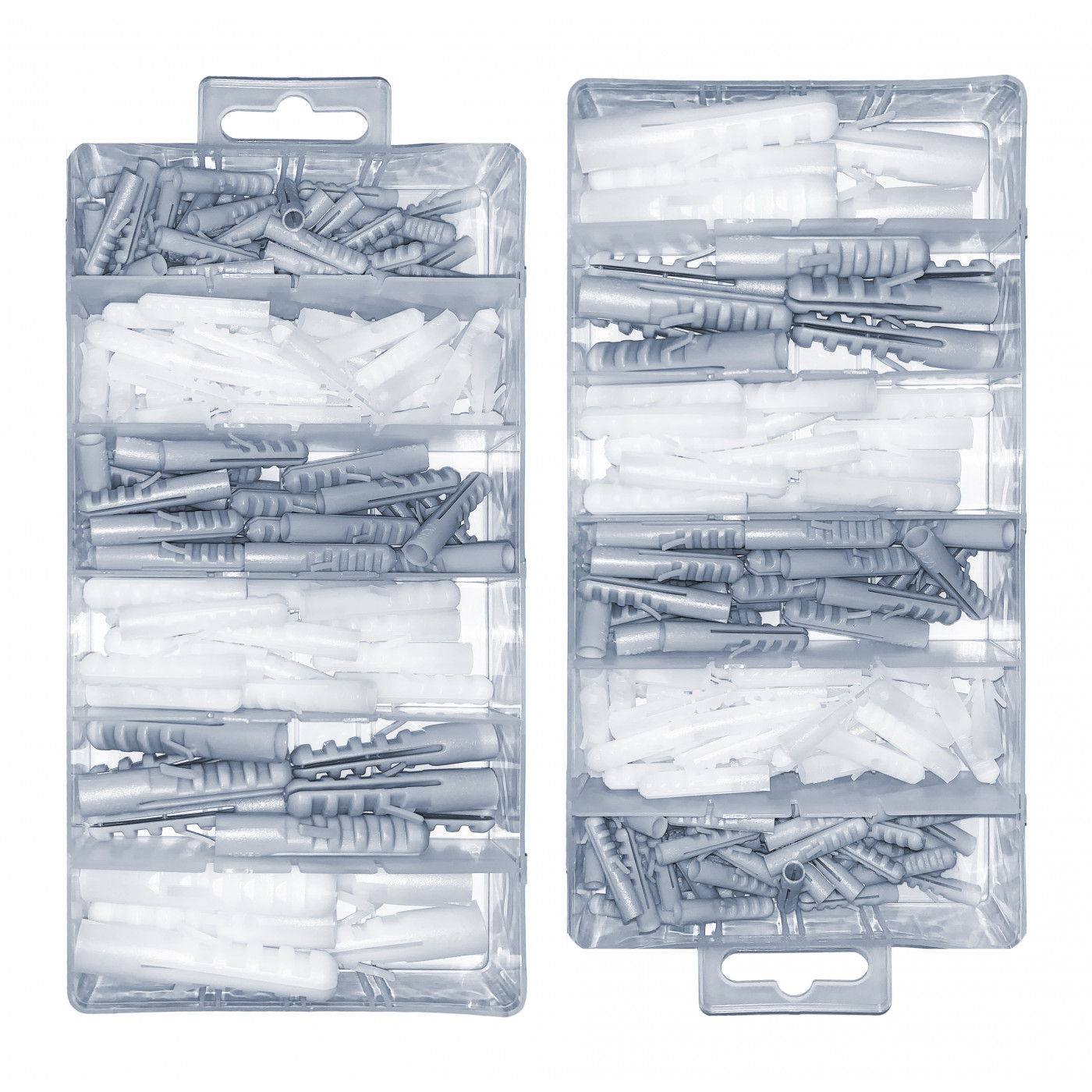 Set of 276 plastic plugs in 2 boxes (5-12 mm)