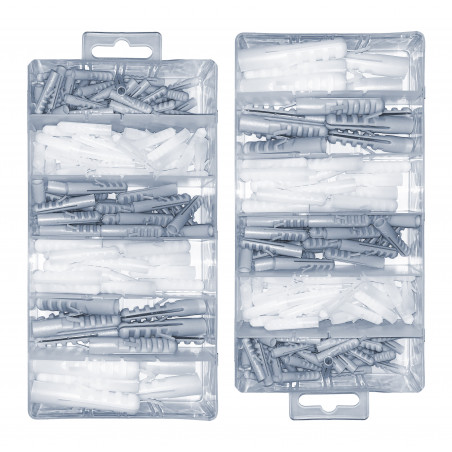 Set of 276 plastic plugs in 2 boxes (5-12 mm)