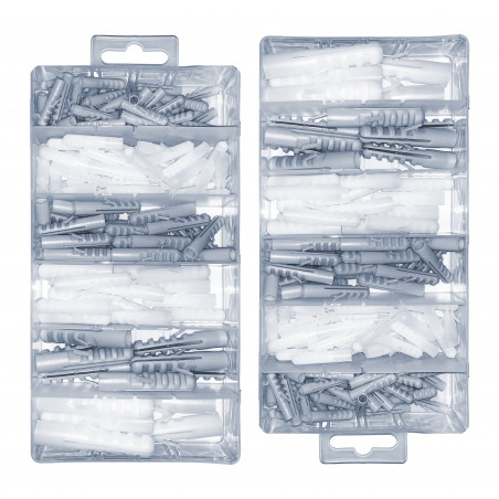 Set of 276 plastic plugs in 2 boxes (5-12 mm) Set of 276 plastic plugs in 2 boxes (5-12 mm)