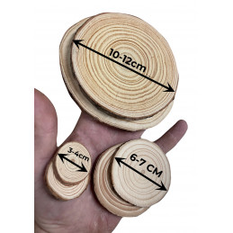 Set van 25 schijven hout (diameter: 6-7 cm, dikte: 5 mm)