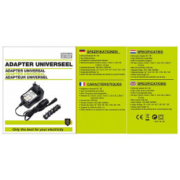 Universal adapter from 230V (AC) to 3.0-12V (DC), 1000 mA