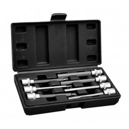 Hex key 3/8 inch socket set (extended, 7 pieces) in plastic box