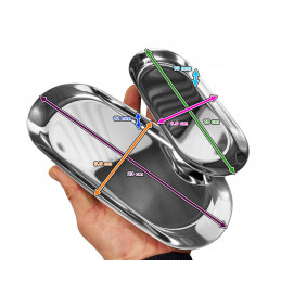 Serveringsplade i rustfrit stål (18x8,5 cm, 10 mm højde, sølv)