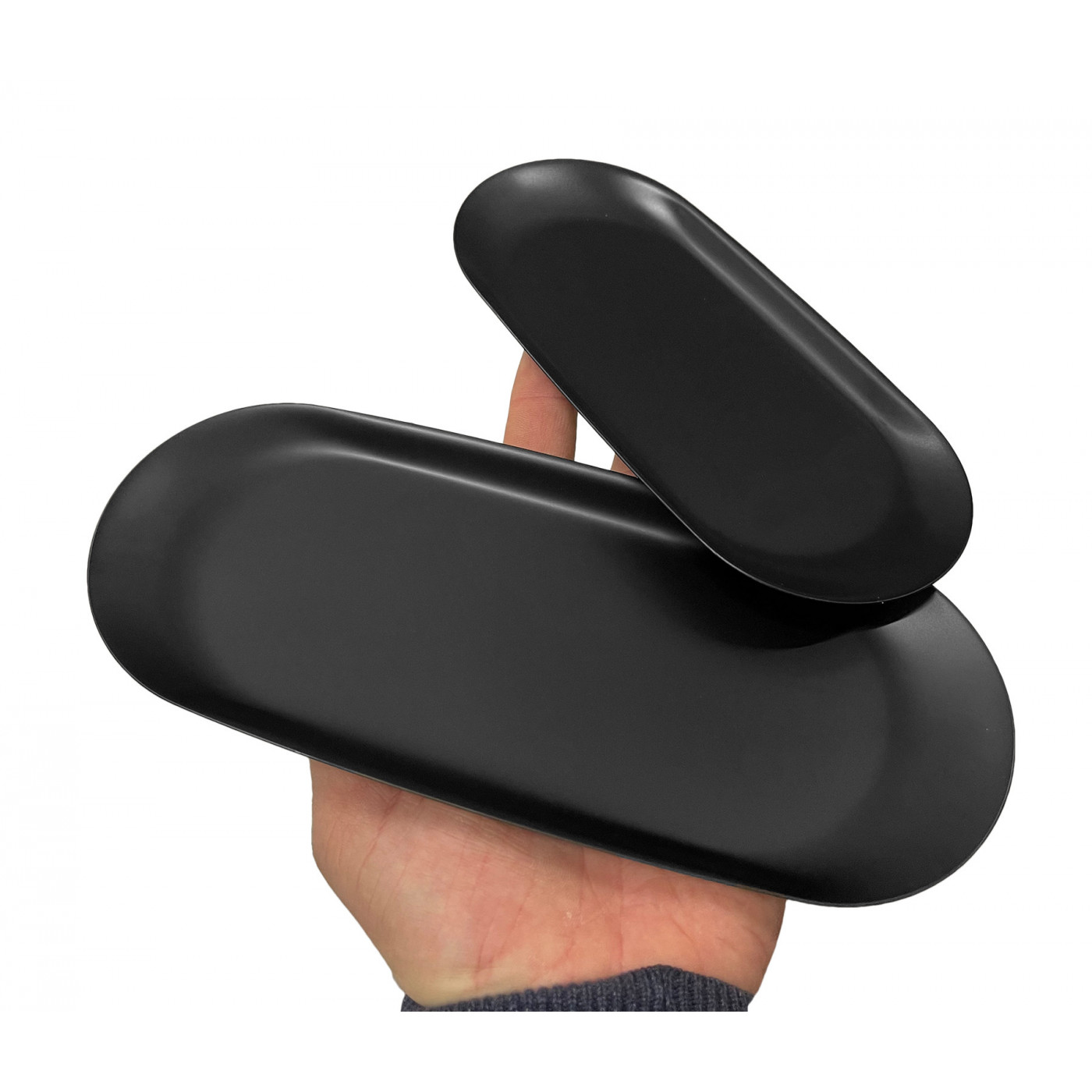 Serveringsfad i rustfrit stål (23x9,5 cm, 12 mm højde, sort)