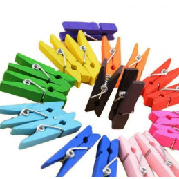 Set van 300 gekleurde micro wasknijpers (25 mm, hout)